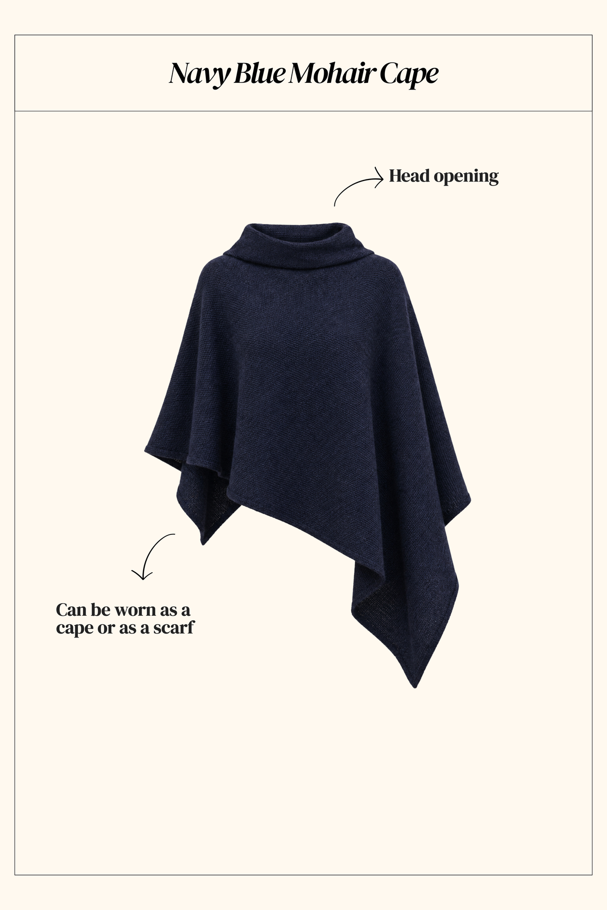 Capa de mohair azul marino