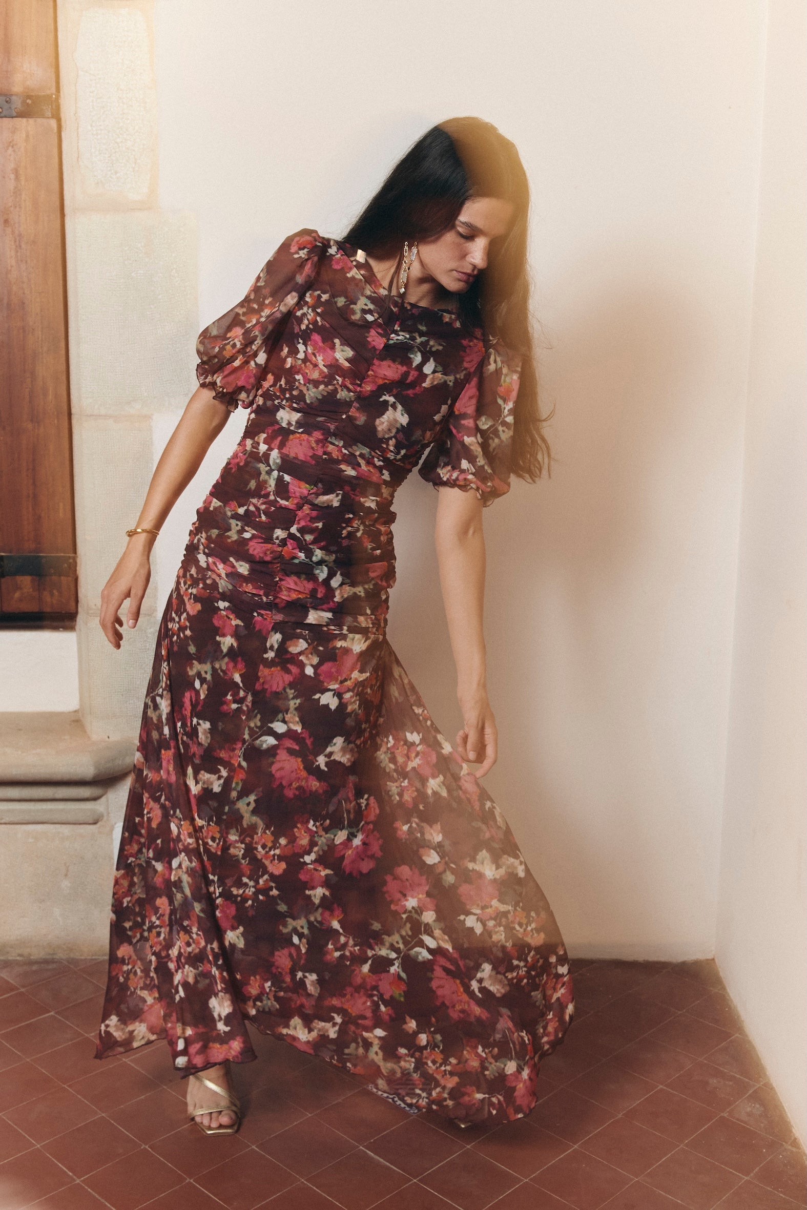 paola floral long sleeve dress Paola Floral Print Long Sleeve Dress (Women)